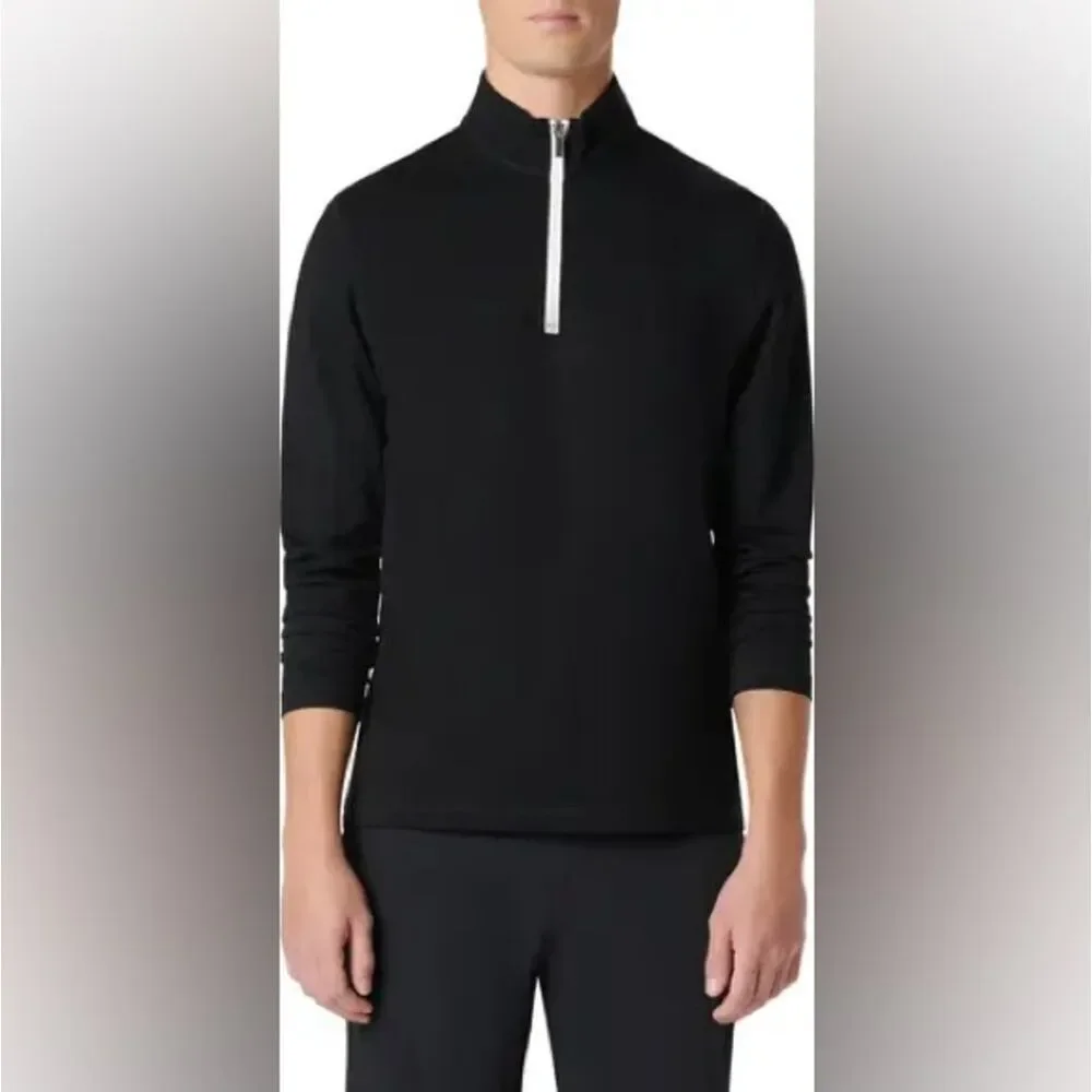 Bugatchi Black Quarter Zip Pullover Sz Lg NWT